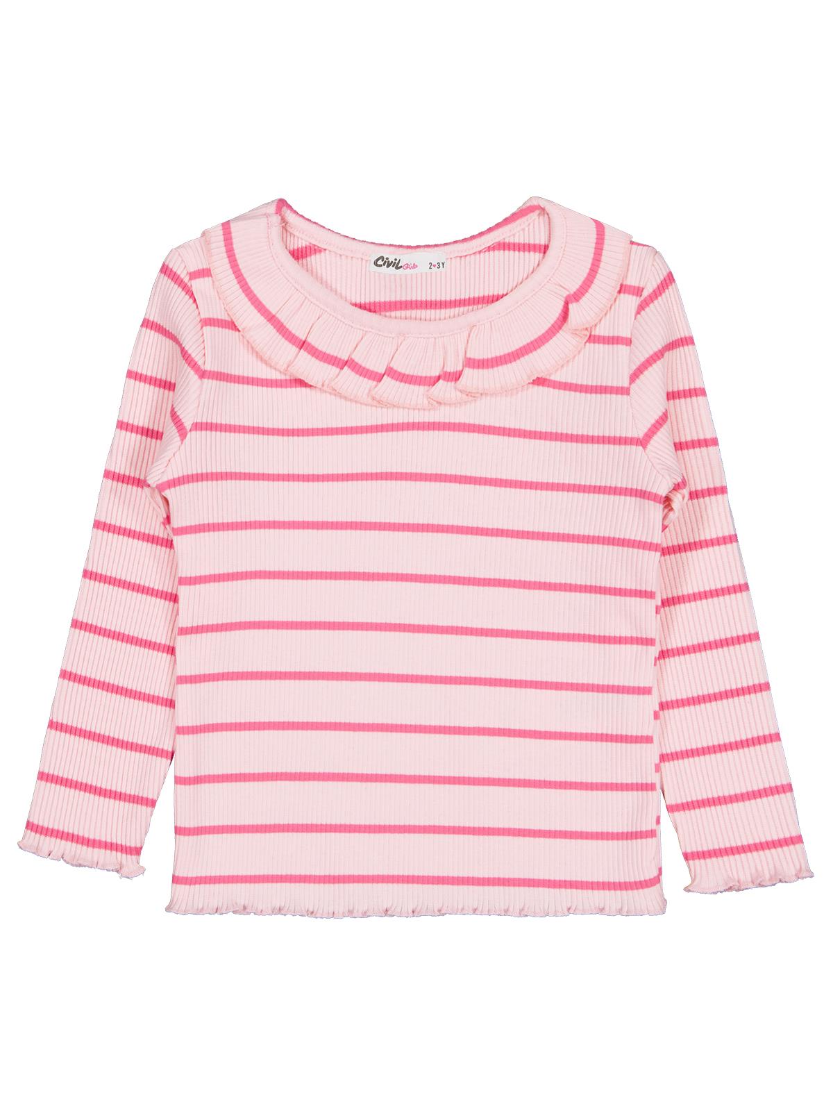 Civil Girls Çizgili 2-5 Yaş Sweatshirt - Pembe