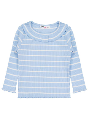 Civil Kız Çocuk Çizgili Sweatshirt | Kaşkorse Uzun Kol Bisiklet Yaka | Okul Kreş ve Günlük Kullanım - Mavi