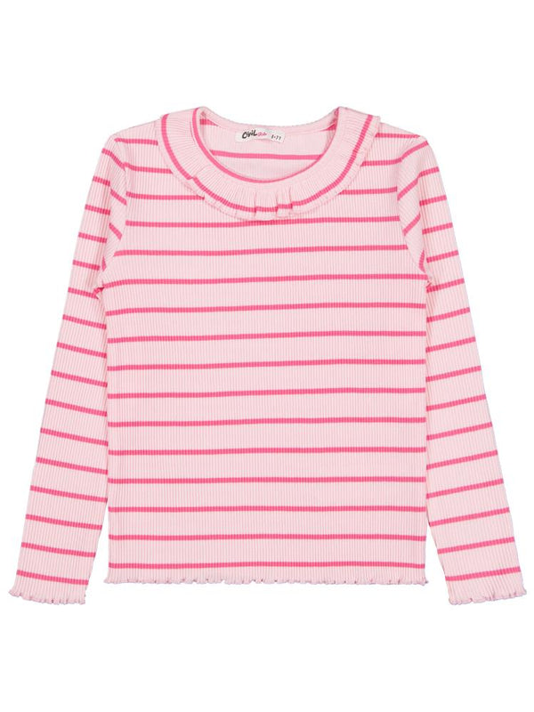 Civil Girls Çizgili 6-9 Yaş Sweatshirt - Pembe