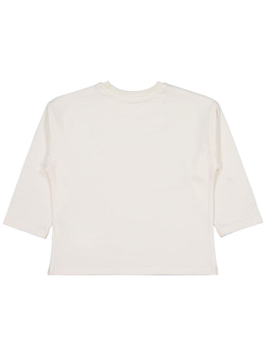 Civil Kız Çocuk Good Baskılı Sweatshirt | Likralı Süprem Şardonlu | Okul Kreş ve Günlük Kullanım - Ekru