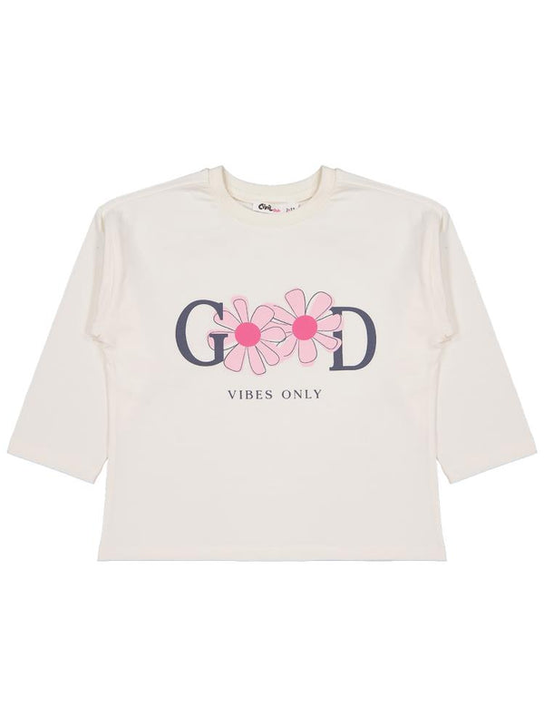 Civil Girls Good Baskılı 2-5 Yaş Sweatshirt - Ekru