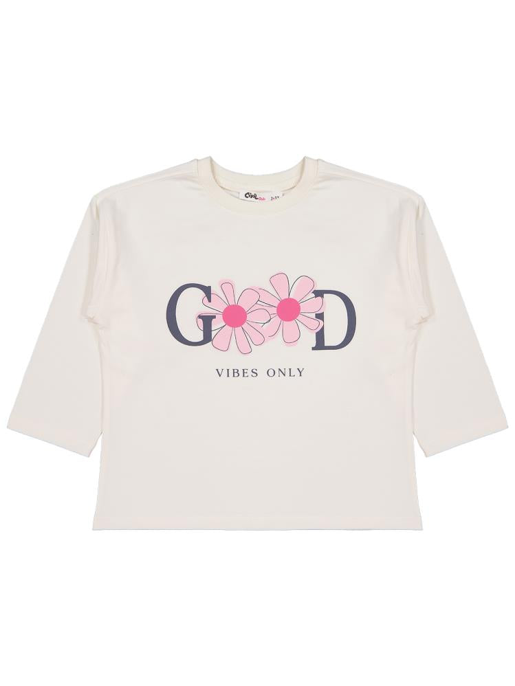 Civil Girls Good Baskılı 2-5 Yaş Sweatshirt - Ekru