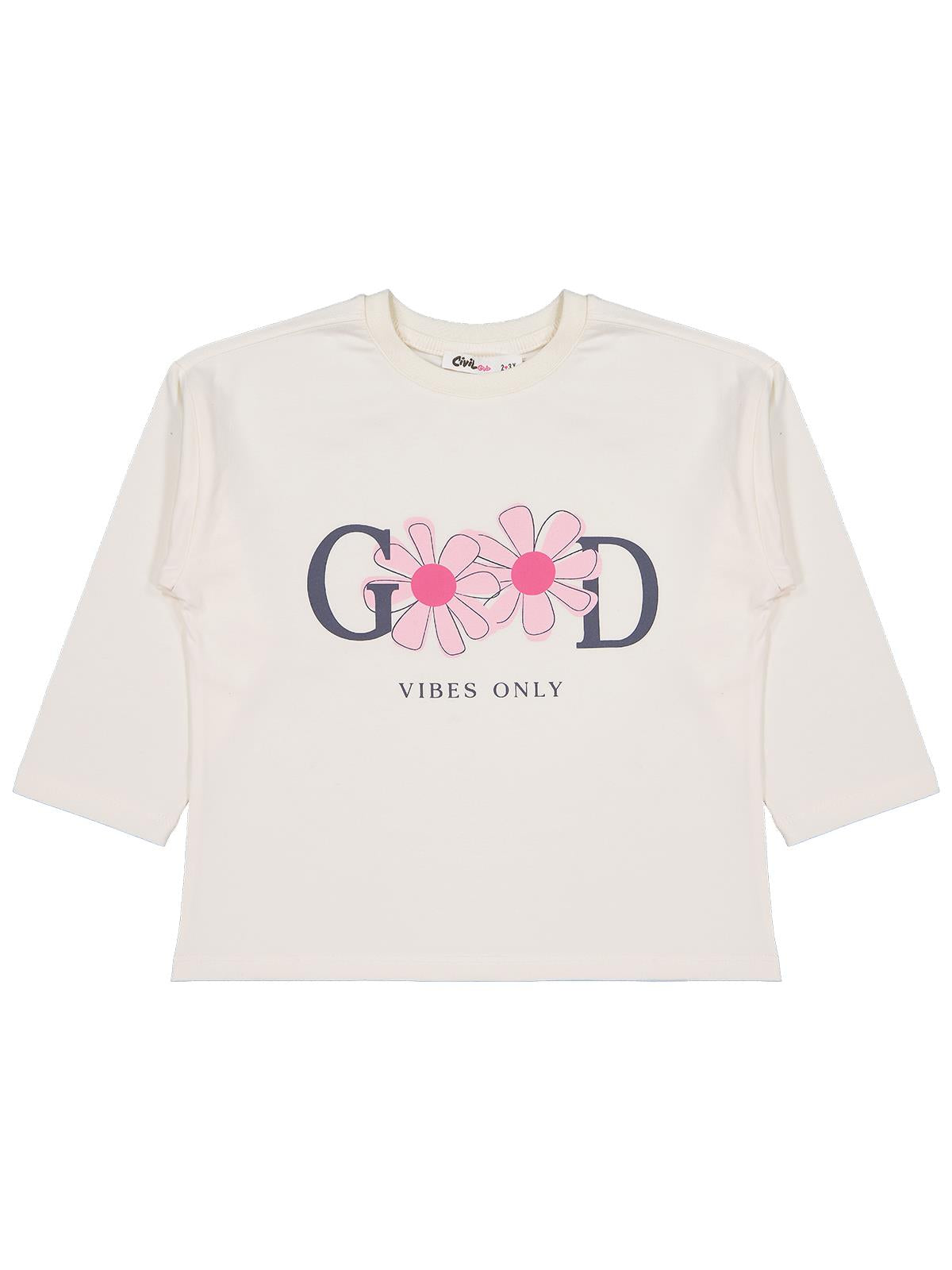 Civil Girls Good Baskılı 2-5 Yaş Sweatshirt - Ekru