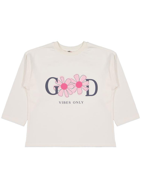 Civil Girls Good Baskılı 6-9 Yaş Sweatshirt - Ekru
