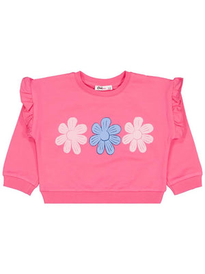 Civil Girls Renkli Papatya Baskılı 2-5 Yaş Sweatshirt - Pembe