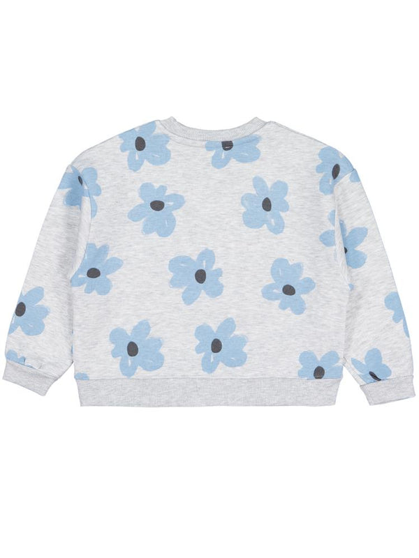 Civil Girls Çiçek Baskılı 6-9 Yaş Sweatshirt - Gri