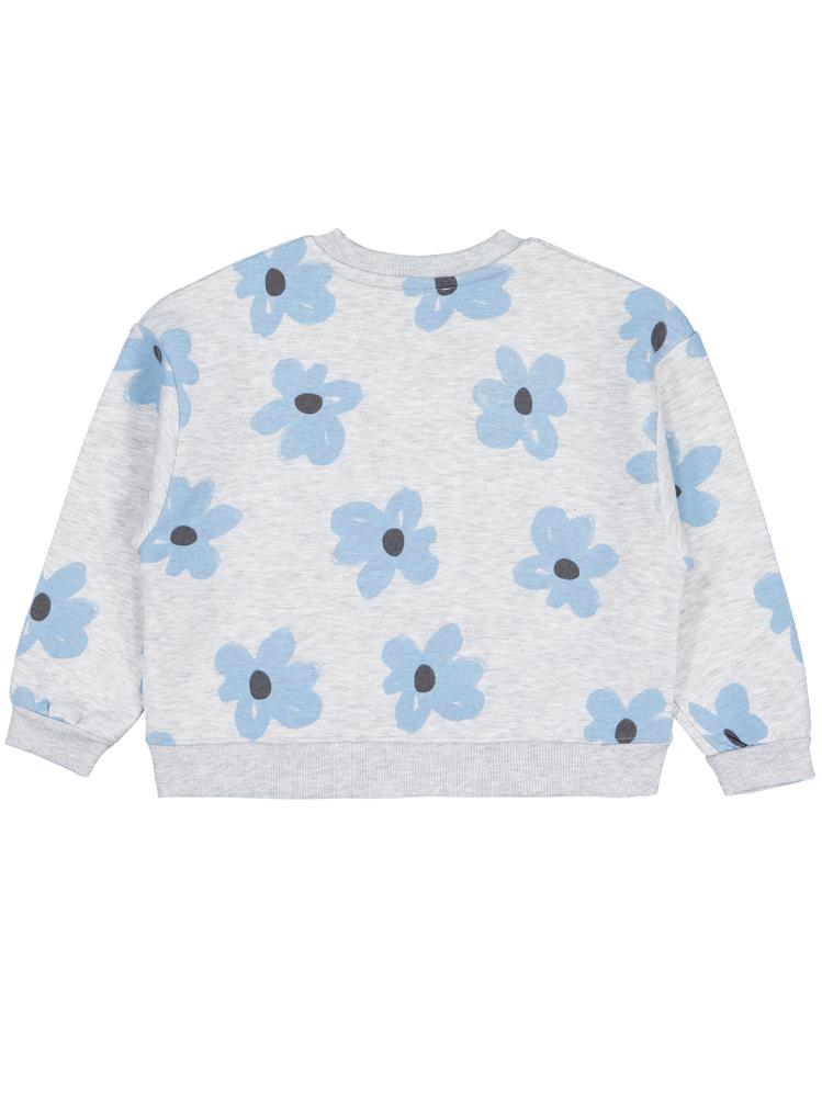 Civil Girls Çiçek Baskılı 6-9 Yaş Sweatshirt - Gri
