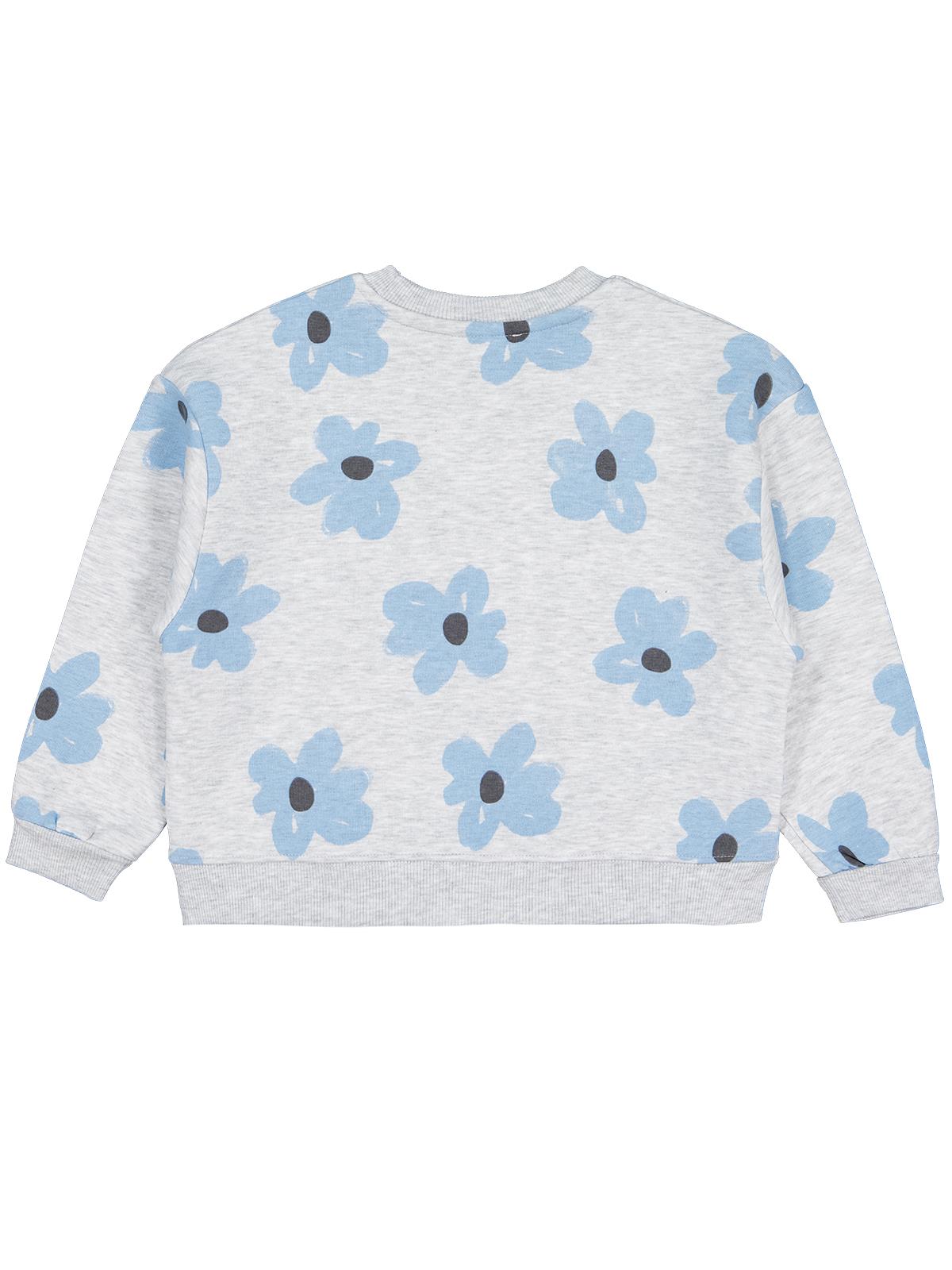 Civil Girls Çiçek Baskılı 6-9 Yaş Sweatshirt - Gri