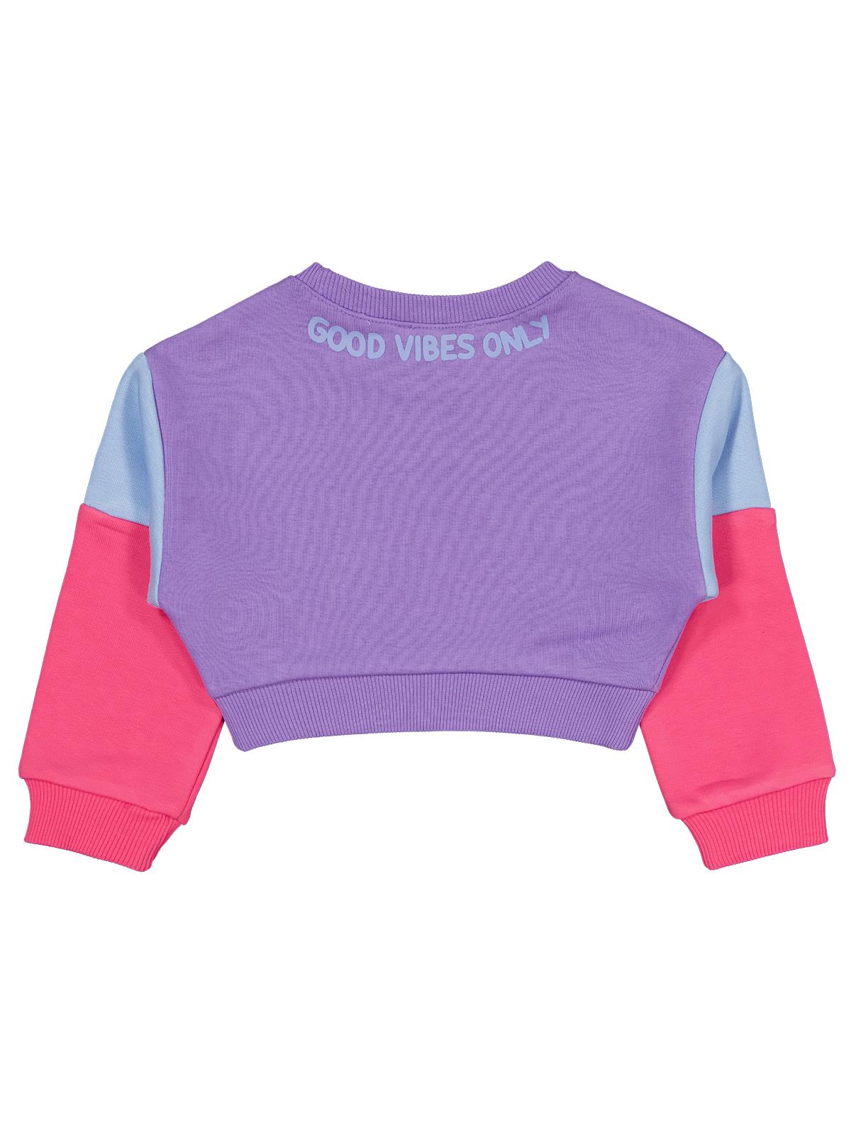 Civil Kız Çocuk Good Vibes Only Baskılı Sweatshirt | 3 İp Şardonsuz | Okul Kreş ve Günlük Kullanım - Lila