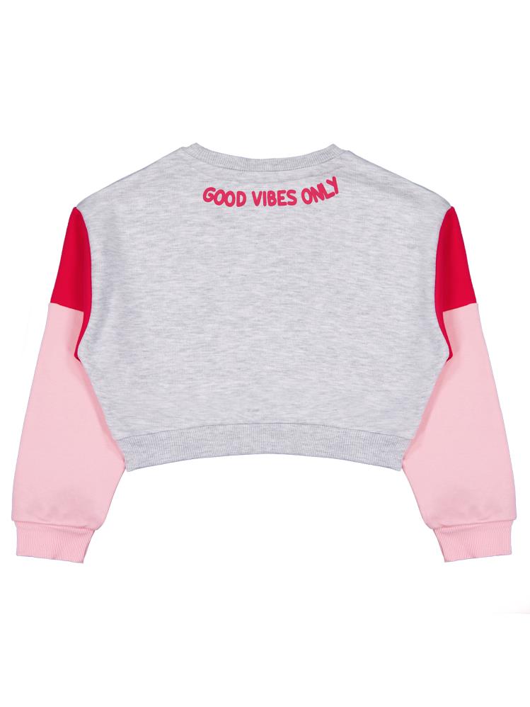 Civil Girls Good Vibes Only Baskılı 6-9 Yaş Sweatshirt - Gri