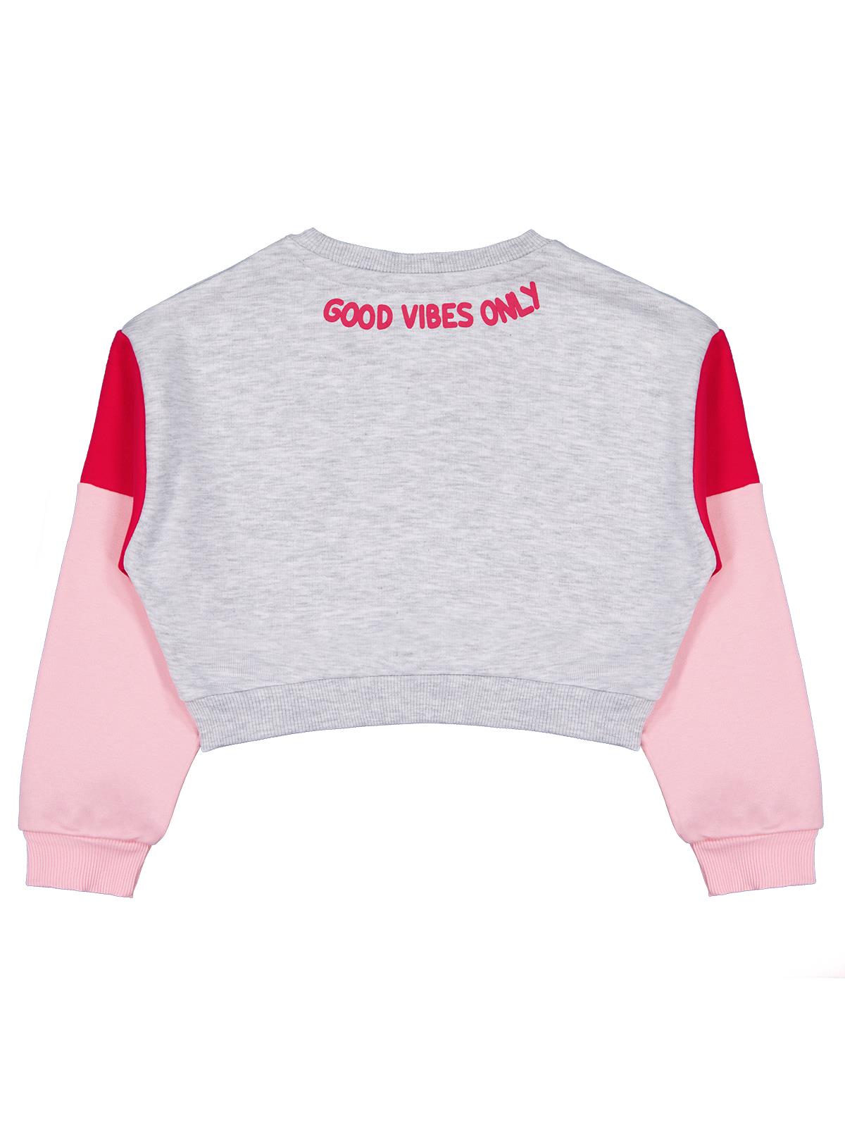 Civil Kız Çocuk Good Vibes Only Baskılı Sweatshirt | 3 İp Şardonsuz | Okul Kreş ve Günlük Kullanım - Gri