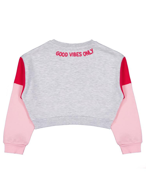 Civil Girls Good Vibes Only Baskılı 6-9 Yaş Sweatshirt - Gri