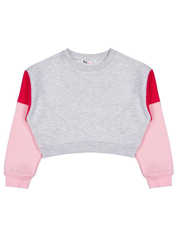 Civil Girls Good Vibes Only Baskılı 6-9 Yaş Sweatshirt - Gri