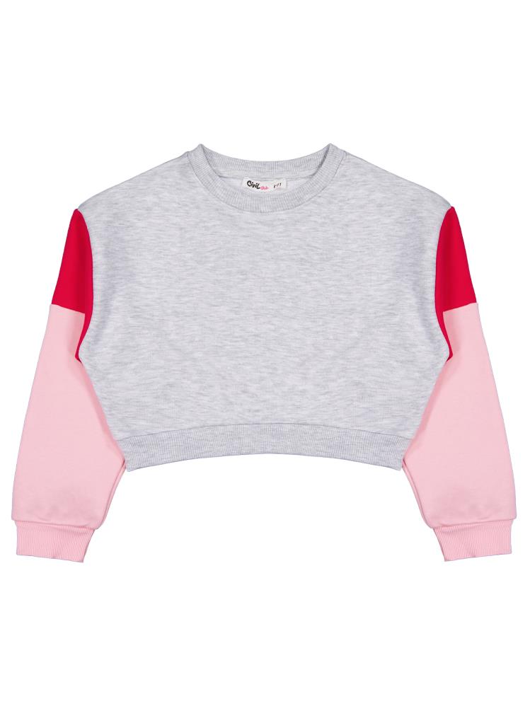 Civil Girls Good Vibes Only Baskılı 6-9 Yaş Sweatshirt - Gri