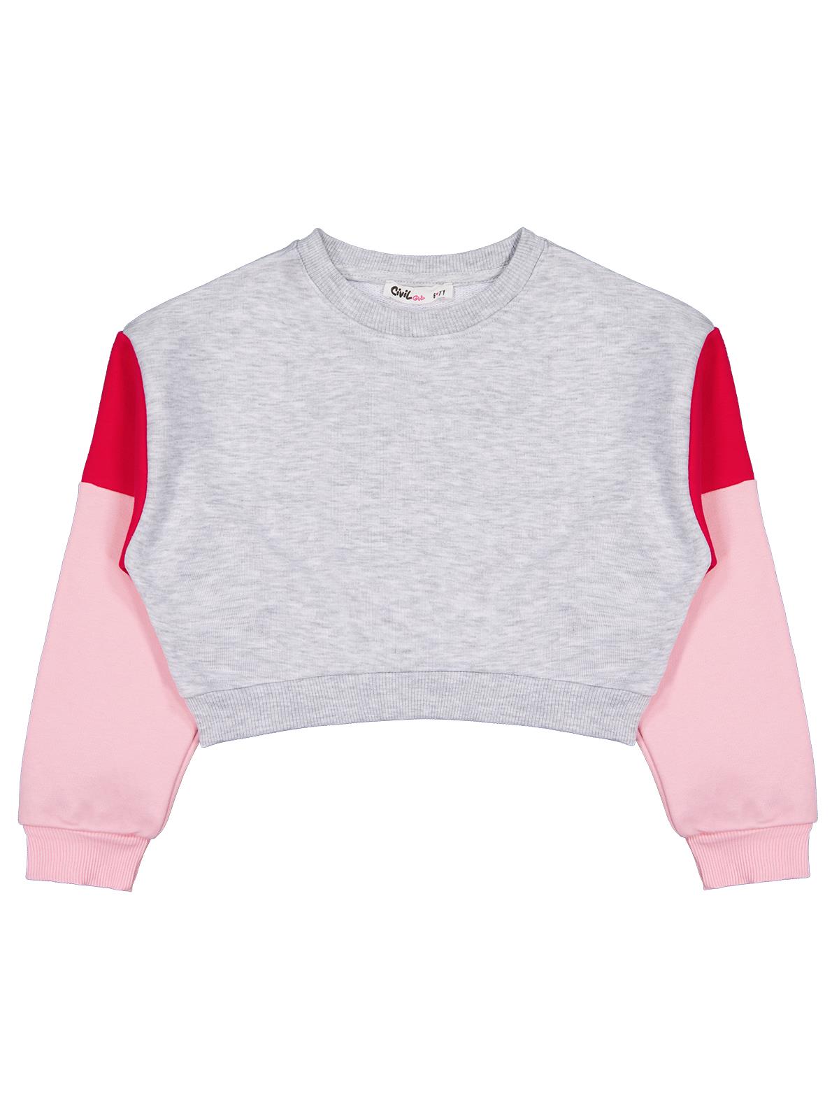 Civil Kız Çocuk Good Vibes Only Baskılı Sweatshirt | 3 İp Şardonsuz | Okul Kreş ve Günlük Kullanım - Gri