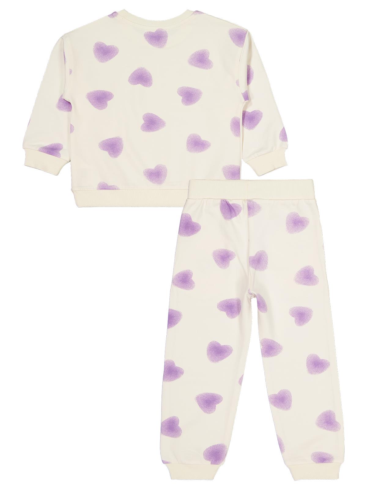 Civil Girls Kalp Baskılı 2-5 Yaş Eşofman Takımı - Ekru