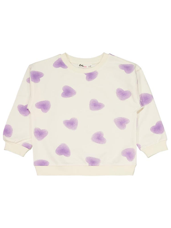 Civil Girls Kalp Baskılı 2-5 Yaş Eşofman Takımı - Ekru