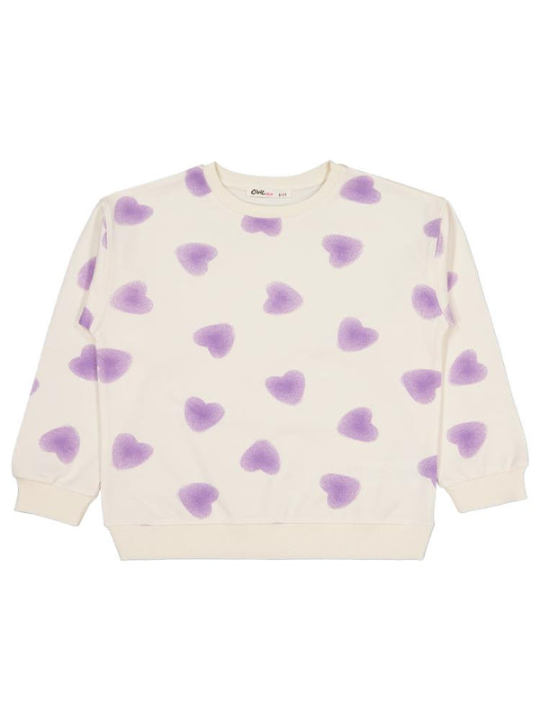 Civil Girls Kalp Baskılı 6-9 Yaş Eşofman Takımı - Ekru