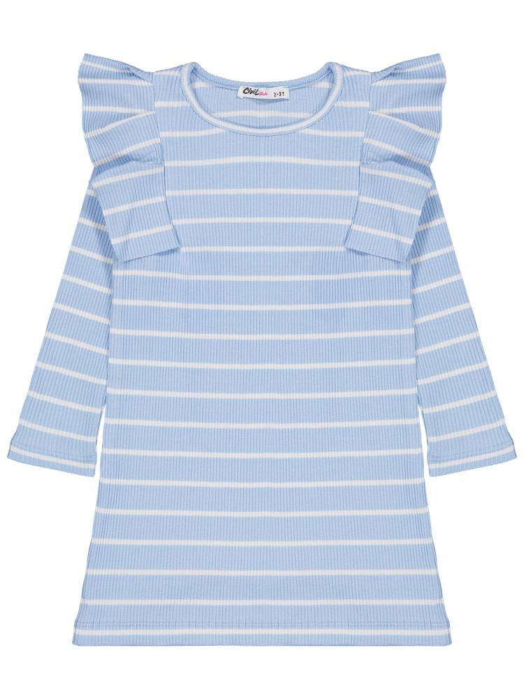 Civil Girls Çizgili 2-5 Yaş Elbise - Mavi