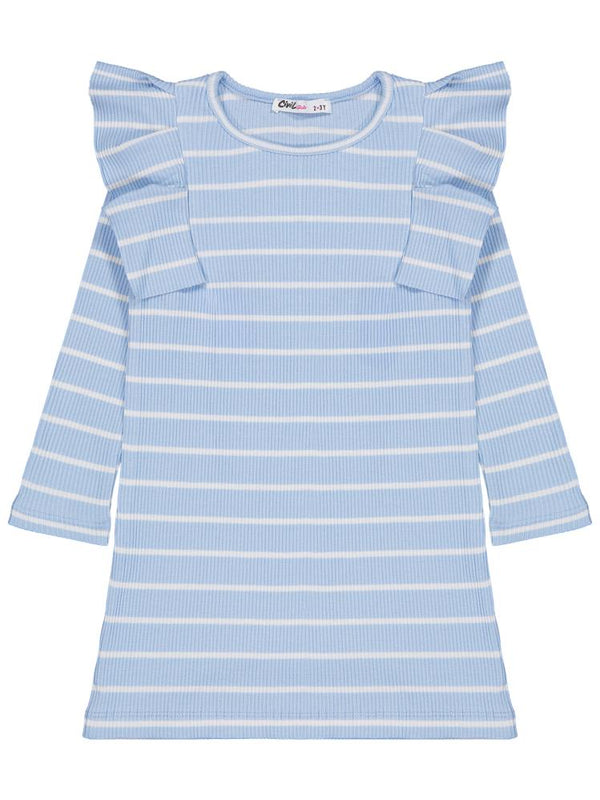 Civil Girls Çizgili 2-5 Yaş Elbise - Mavi