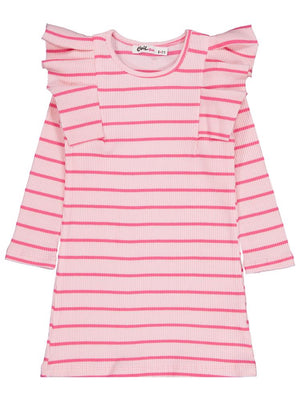 Civil Girls Çizgili 6-9 Yaş Elbise - Pembe