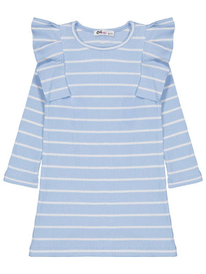 Civil Girls Çizgili 6-9 Yaş Elbise - Mavi