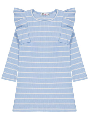 Civil Girls Çizgili 6-9 Yaş Elbise - Mavi