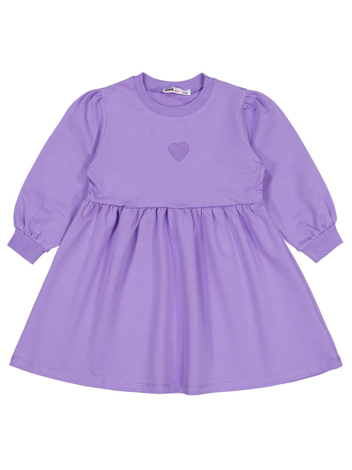 Civil Girls Kalp Nakışlı 2-5 Yaş Elbise - Lila