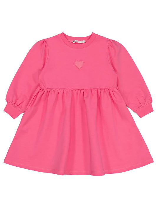 Civil Girls Kalp Nakışlı 2-5 Yaş Elbise - Pembe