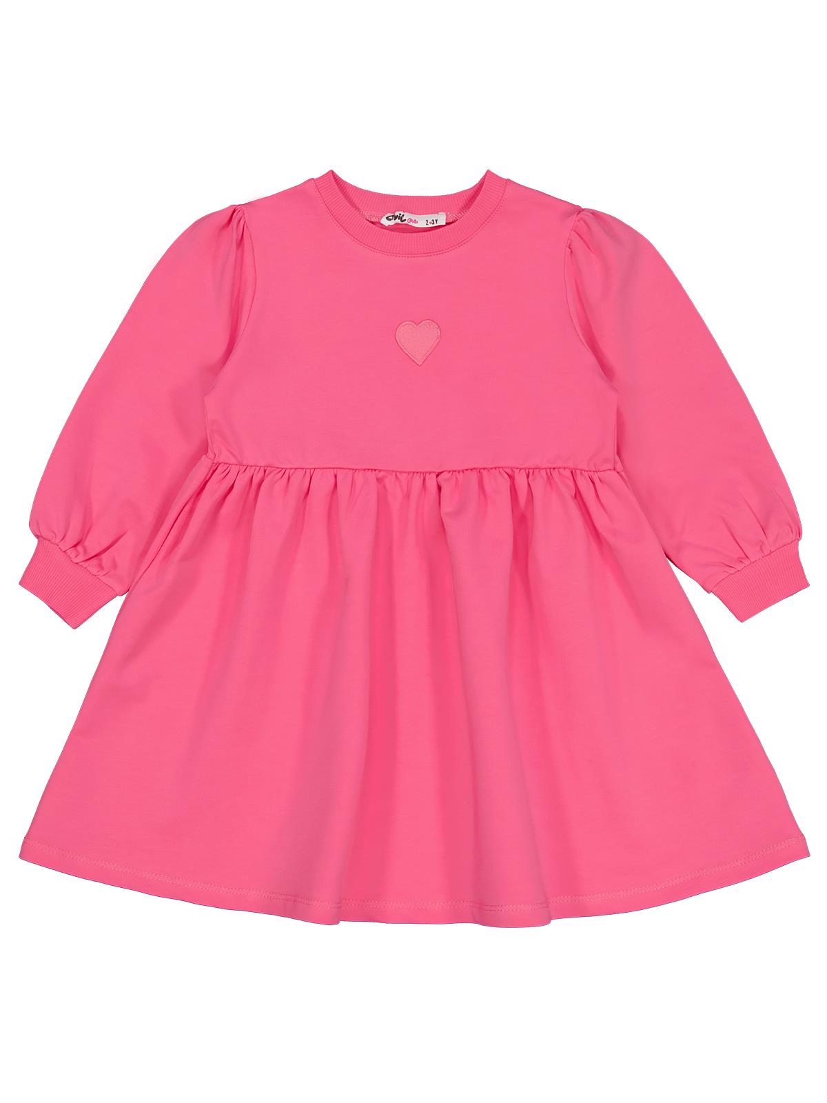 Civil Girls Kalp Nakışlı 2-5 Yaş Elbise - Pembe