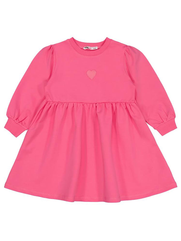 Civil Girls Kalp Nakışlı 2-5 Yaş Elbise - Pembe
