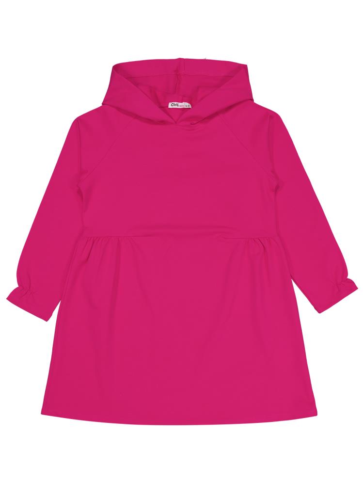 Civil Girls Kapşonlu 6-9 Yaş Elbise - Fusya