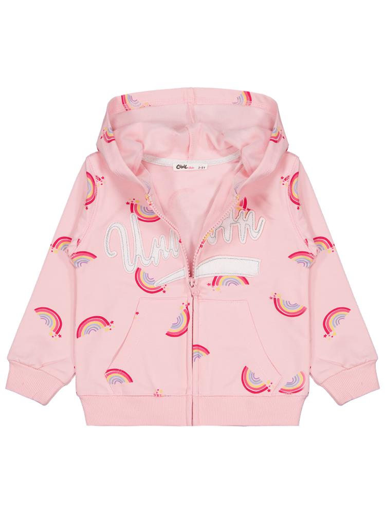 Civil Girls Unicorn Nakışlı 2-5 Yaş Hırka - Pembe