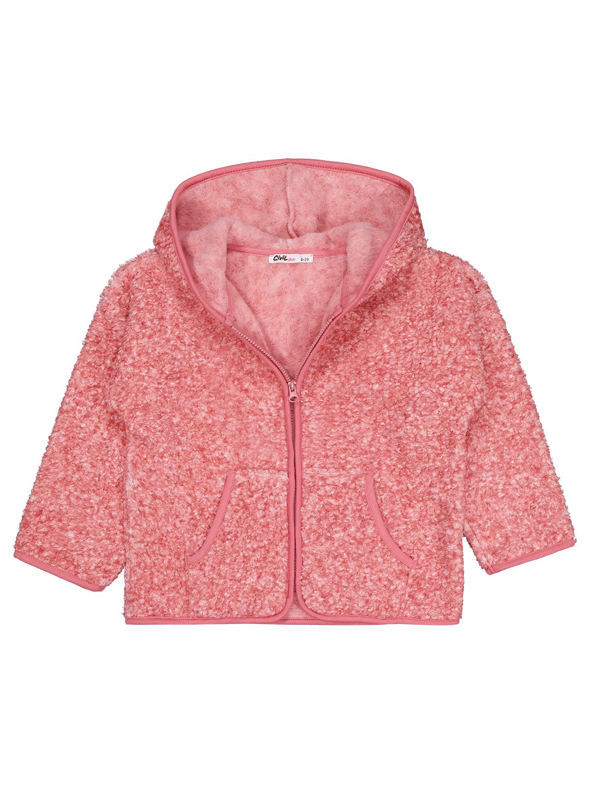 Civil Girls Kanguru Cepli 6-9 Yaş Hırka - Pembe