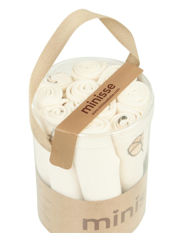 Civil Baby Baskılı (20*20) 10 Lu Ağız Bezi ve Mendili - Ekru