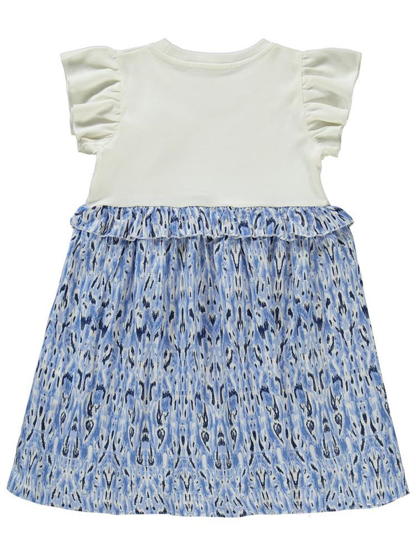 Civil Girls Sulu Boya Desen 6-9 Yaş Elbise - Ekru