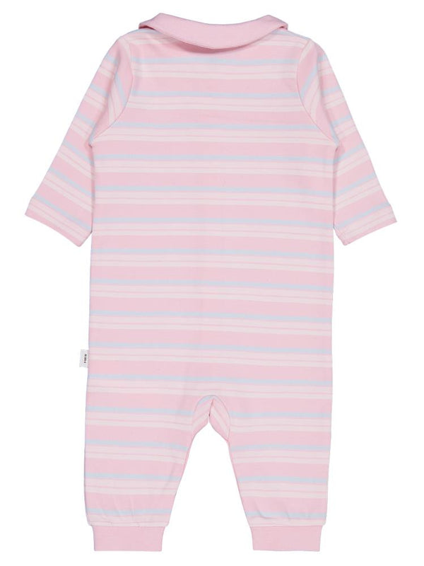 Civil Baby Bebe Yakalı Çizgili 6-18 Ay Tulum - Pembe