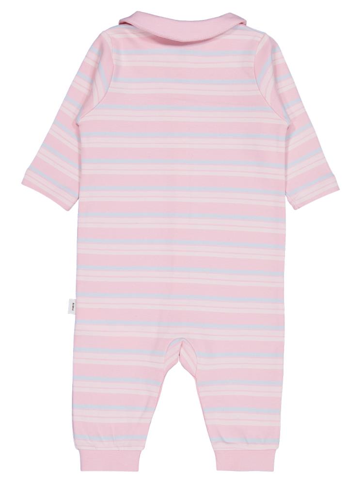 Civil Baby Bebe Yakalı Çizgili 6-18 Ay Tulum - Pembe