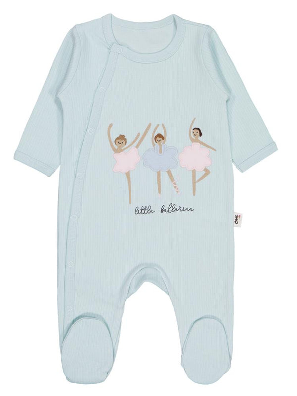 Civil Baby Balerin Nakışlı 1-9 Ay Tulum - Bebe Mavi
