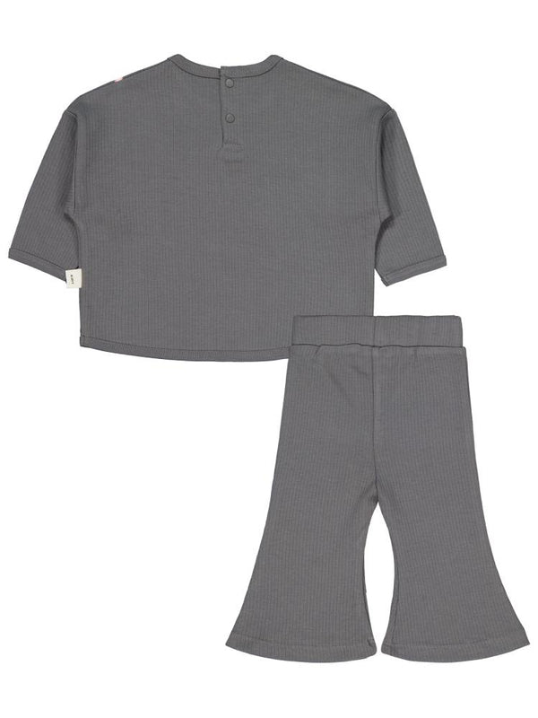 Civil Baby Balerin Ayakkabı Baskılı 6-18 Ay Takım - Gri