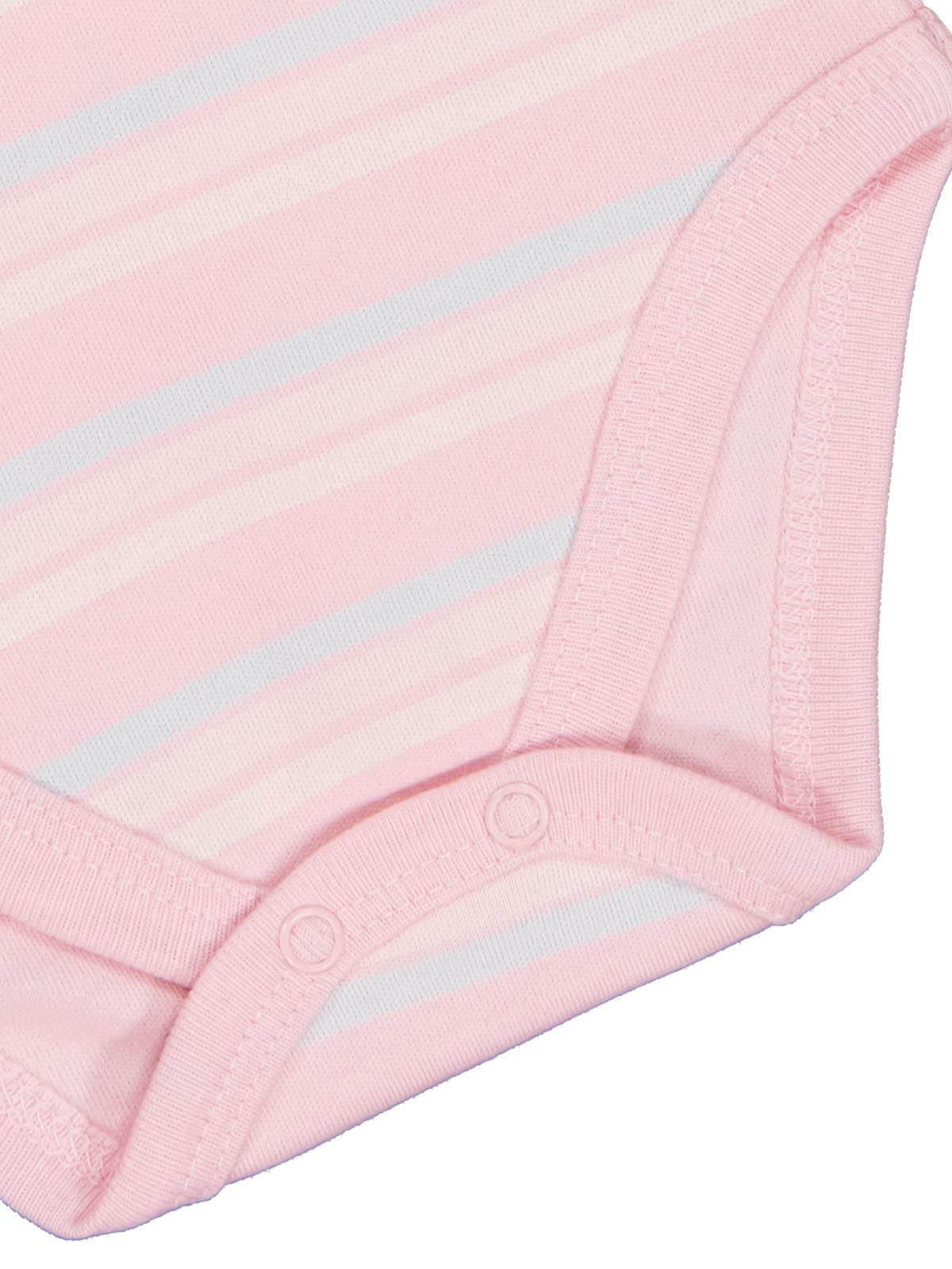 Civil Baby Çizgili Fiyonklu 1-3 Yaş Çıtçıtlı Badi - Pembe