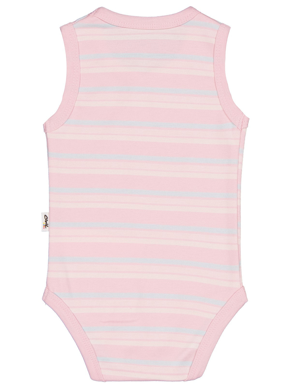 Civil Baby Çizgili Fiyonklu 1-3 Yaş Çıtçıtlı Badi - Pembe