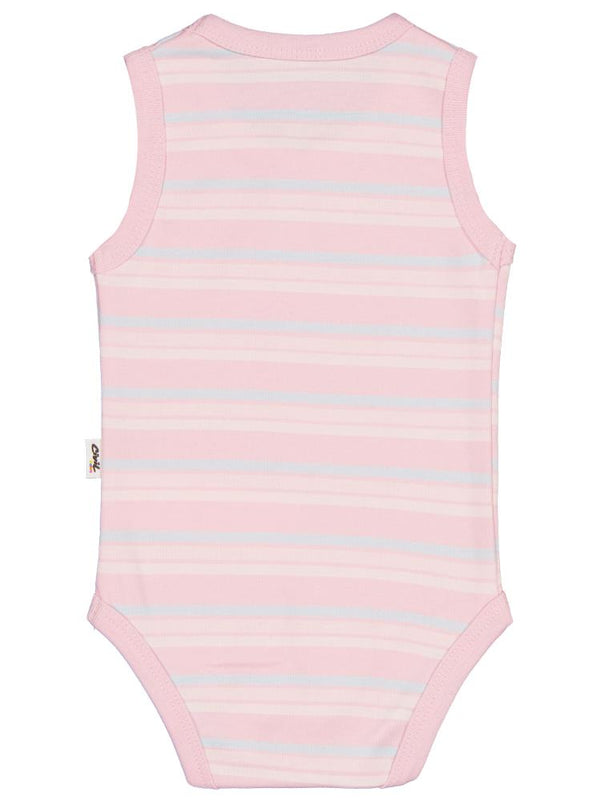 Civil Baby Çizgili Fiyonklu 1-3 Yaş Çıtçıtlı Badi - Pembe