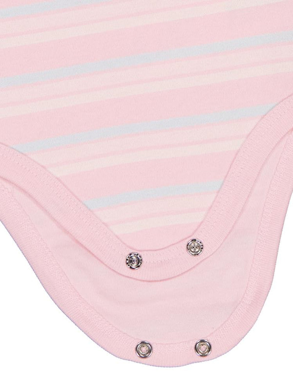 Civil Baby Çizgili Fiyonklu 1-3 Yaş Çıtçıtlı Badi - Pembe