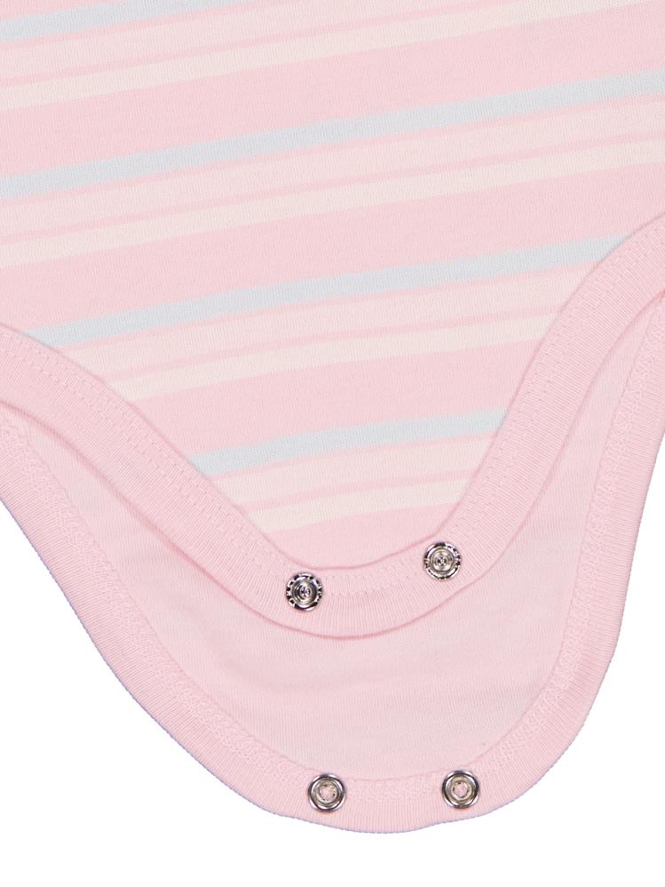 Civil Baby Çizgili Fiyonklu 1-3 Yaş Çıtçıtlı Badi - Pembe