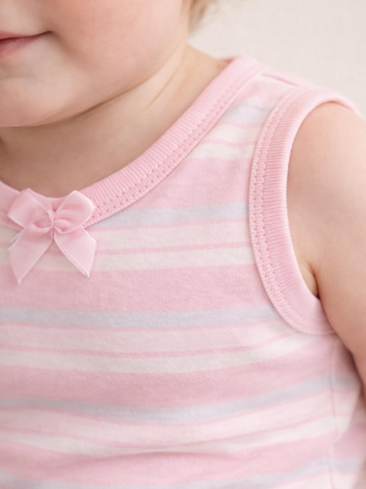 Civil Baby Çizgili Fiyonklu 1-3 Yaş Çıtçıtlı Badi - Pembe