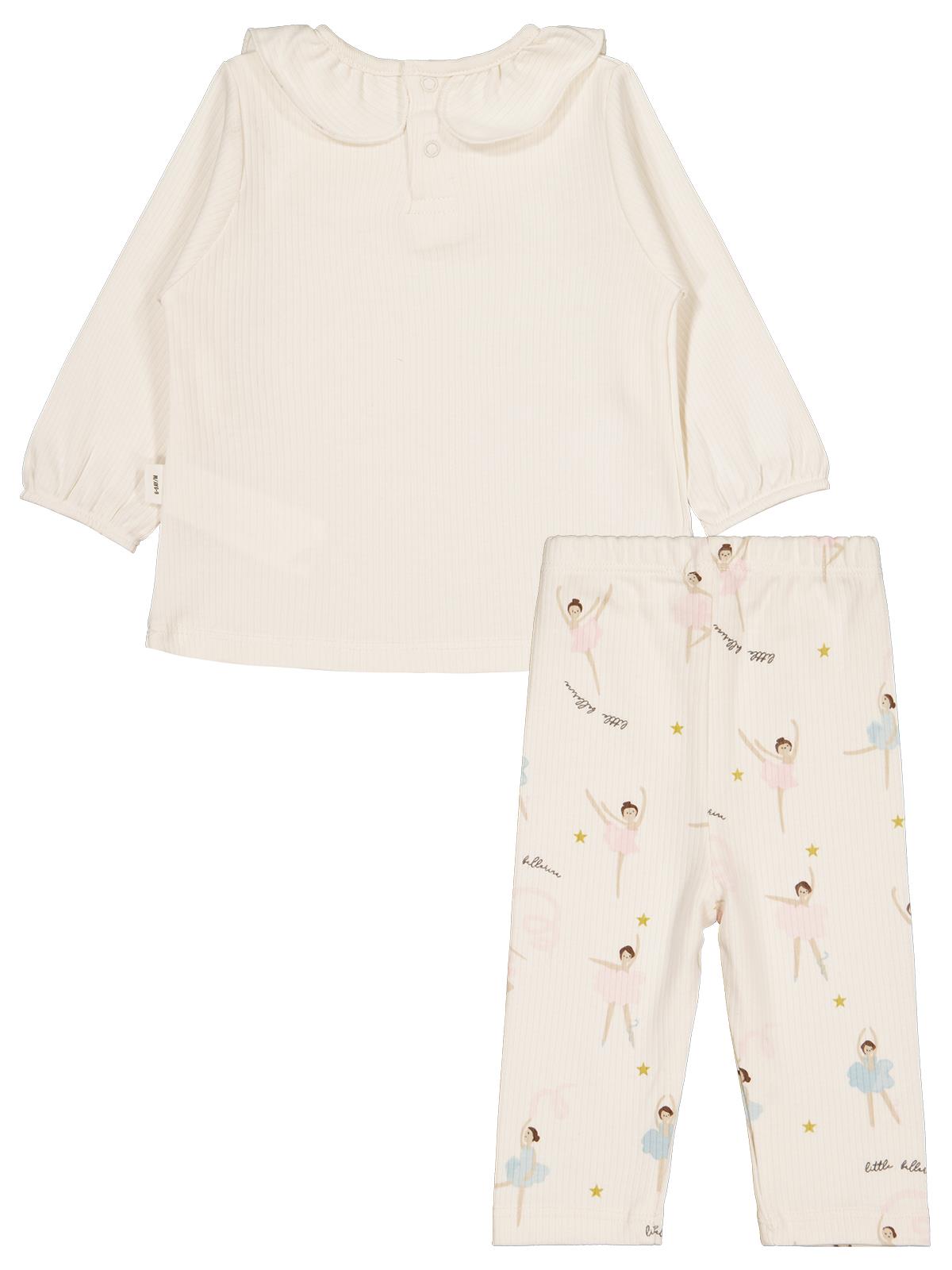 Civil Baby Balerin Empirme Baskılı 6-18 Ay Takım - Ekru