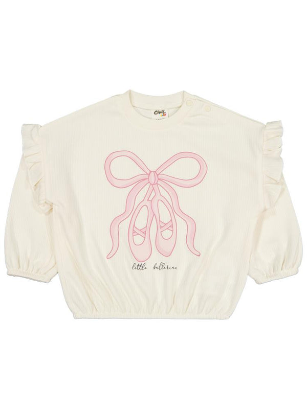 Civil Baby Balerin Ayakkabı 6-18 Ay Sweatshirt - Ekru