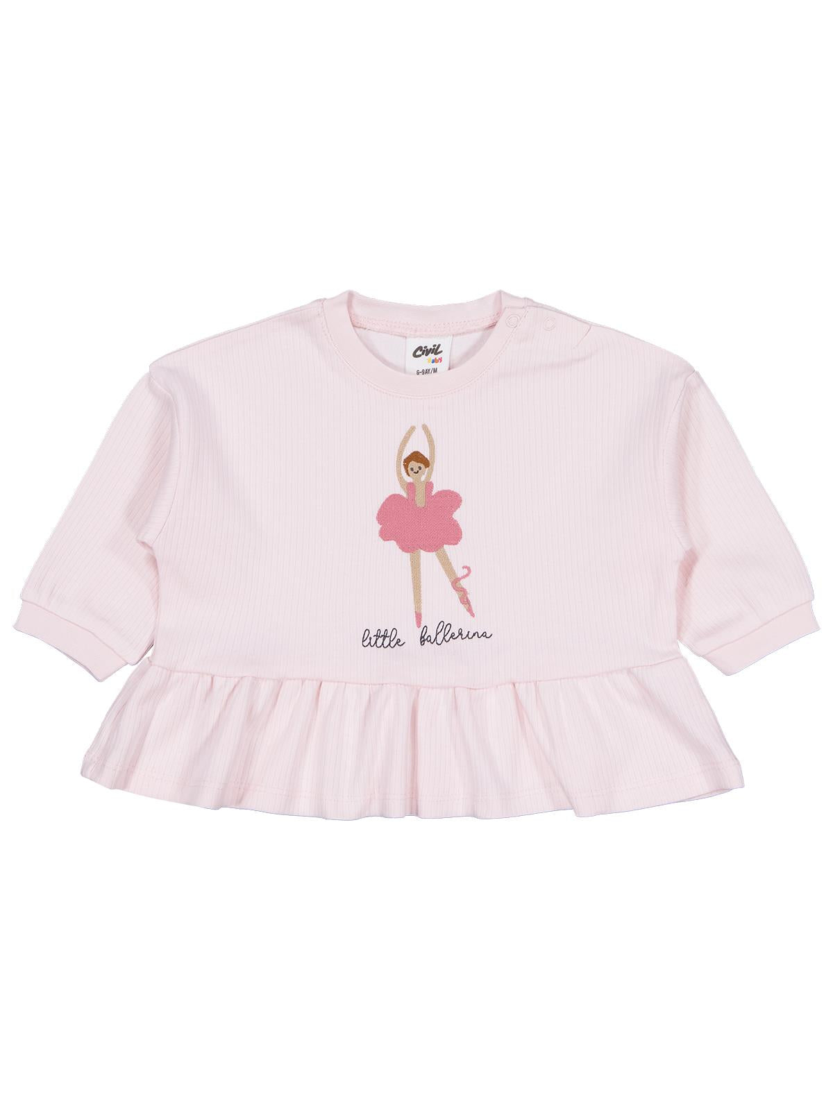 Civil Baby Balerin Nakışlı 6-18 Ay Takım - Pembe