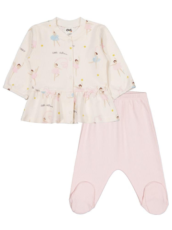 Civil Baby Balerin Empirme 1-9 Ay Pijama Takımı - Ekru